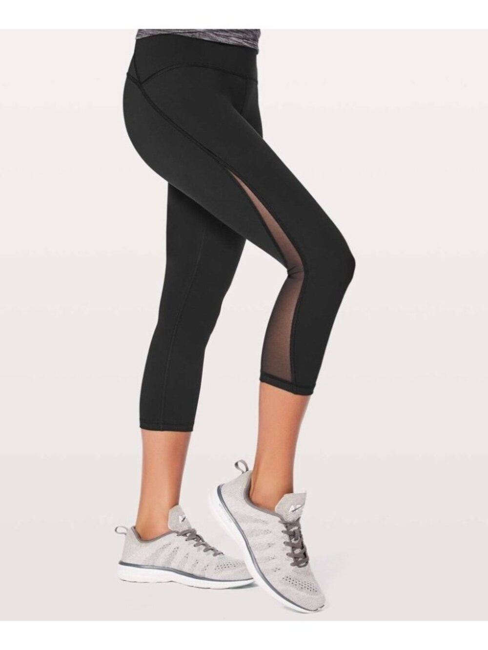 Lululemon Legging Size 6 Train Times Crop 21" Black w/ Mesh Details Style WAQMS
